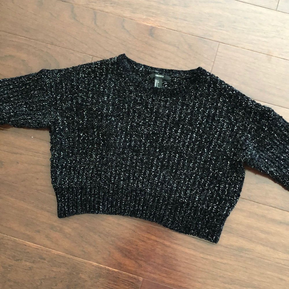 Forever 21 cropped black w/ silver sweater